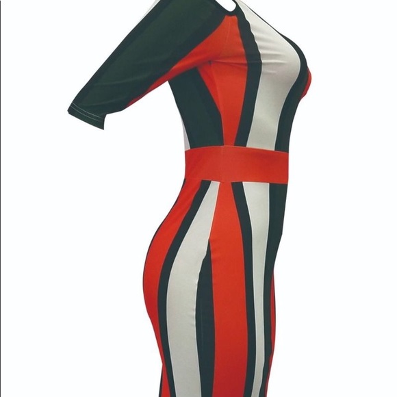 Multi Color Stripe Dress Red - Picture 5 of 6